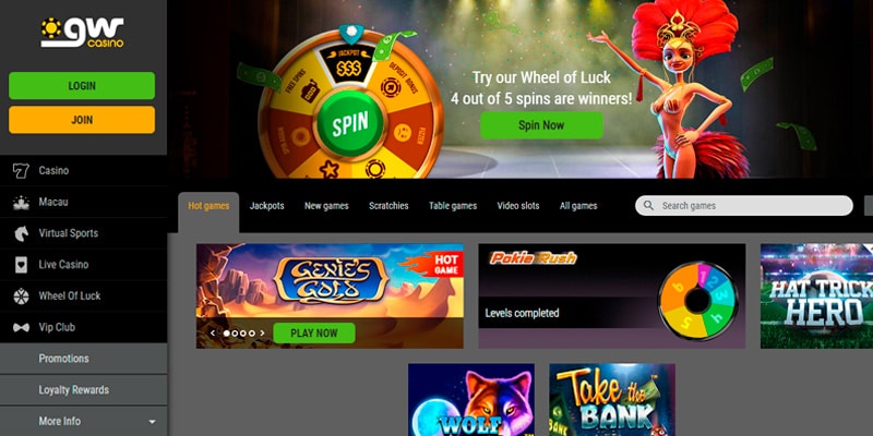 Gw Casino Interface Screenshot