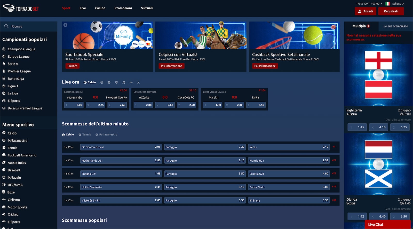 bookmaker tornadobet