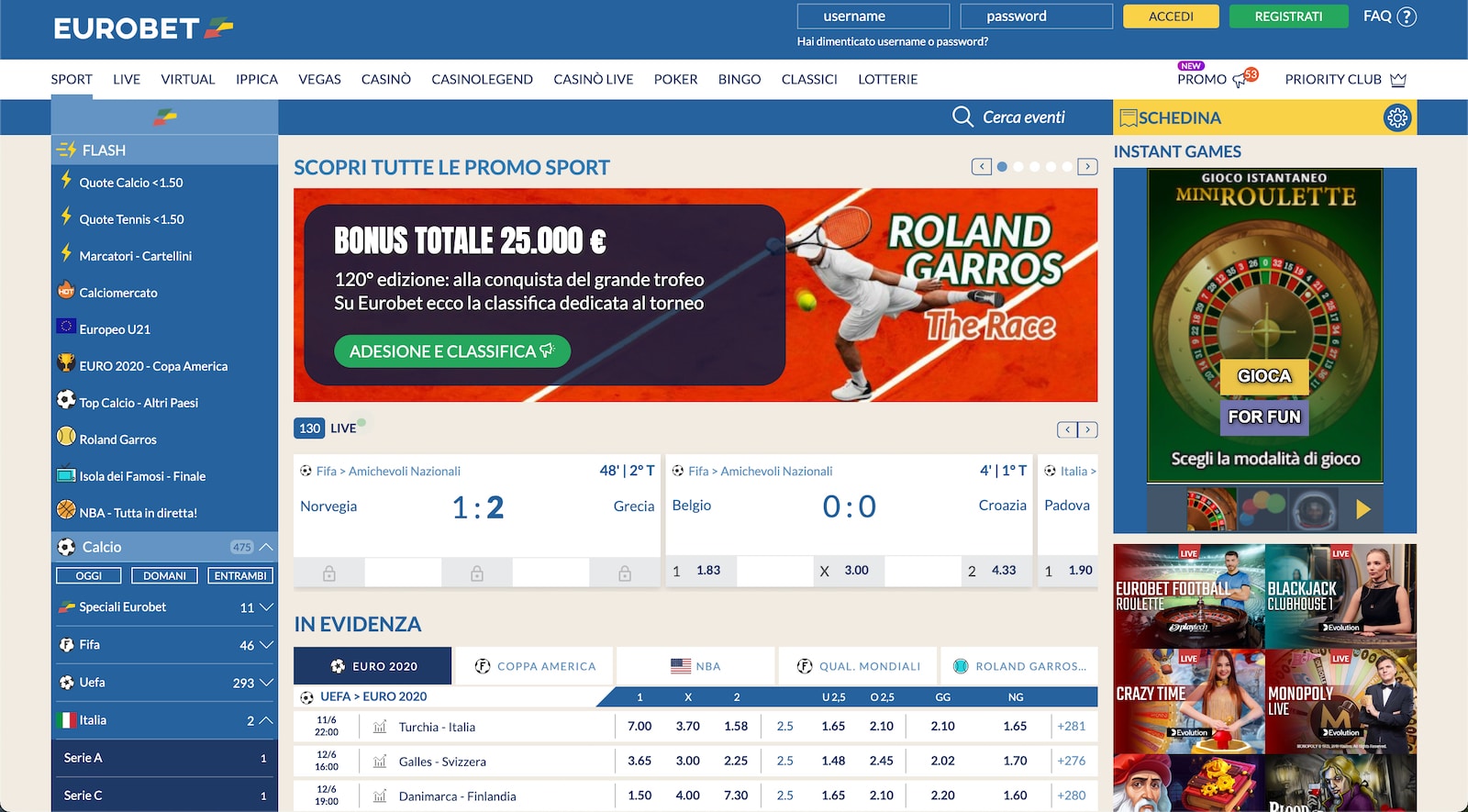 eurobet scommesse sportive