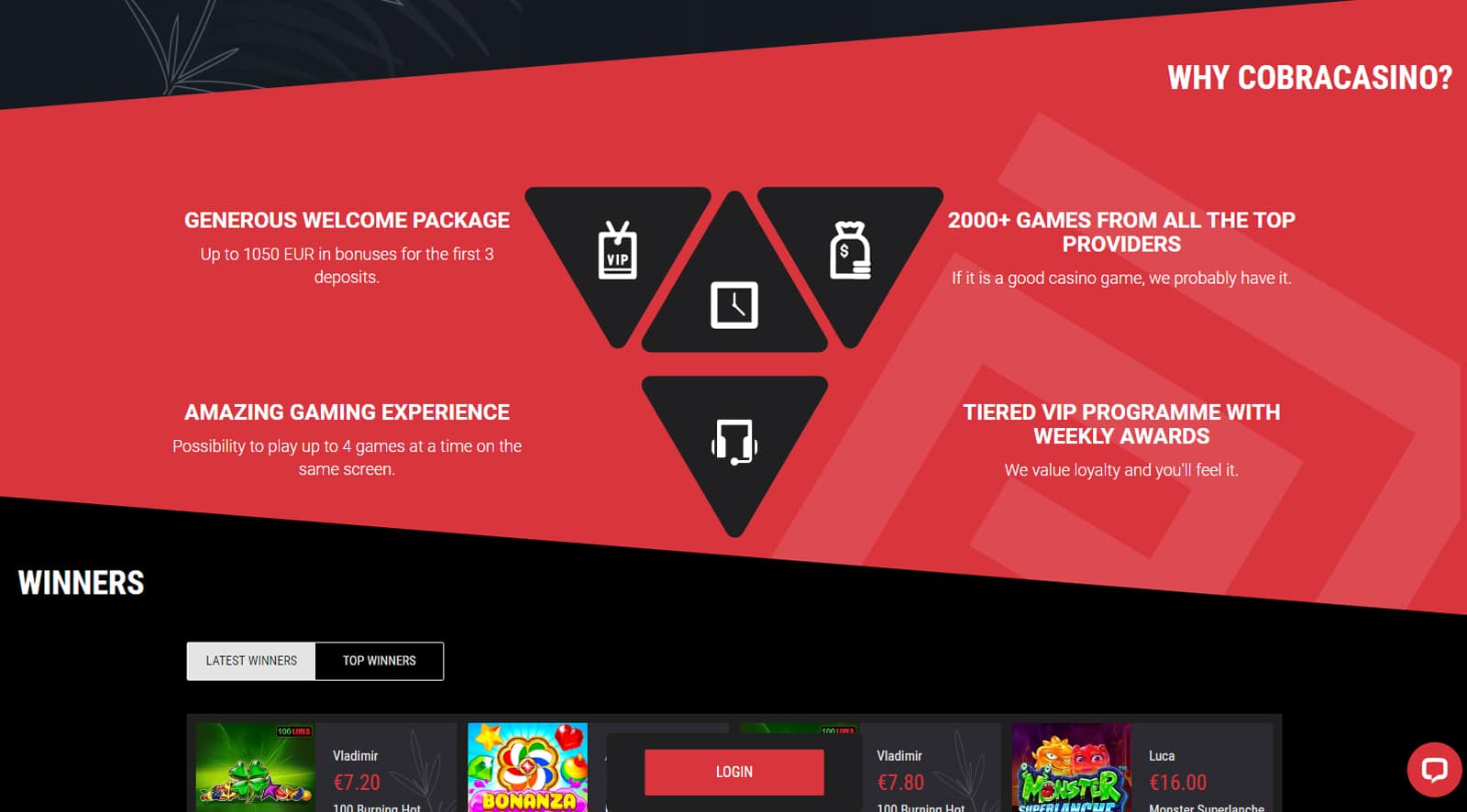 cobra casino pagamenti