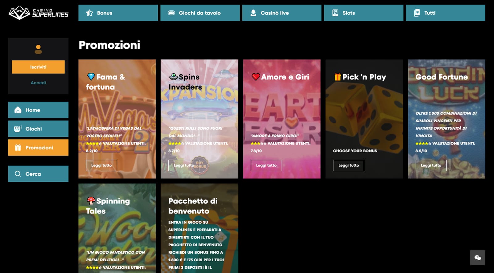 superlines casino recensioni