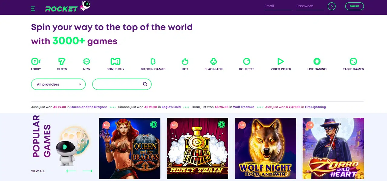 casino rocket free spins