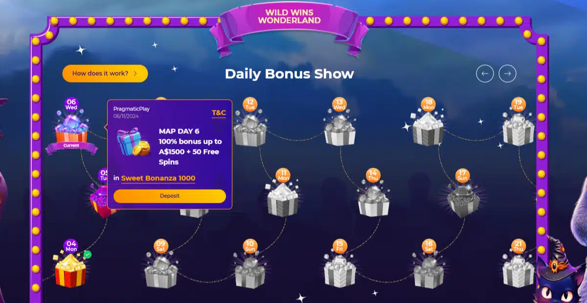 iWild Casino Bonus Map